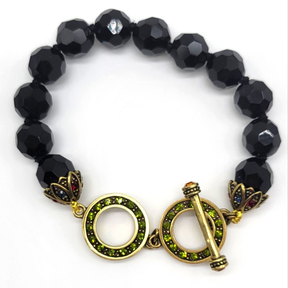 Heidi Daus Jet Black Swarovski Crystal Bracelet with Multicolor Toggle Closure